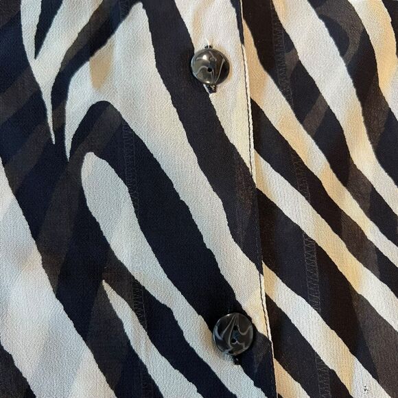 Sunflair Zebra Animal Print Blouse Top Womens Sz. 24 Black Beige Lightweight - Picture 3 of 9